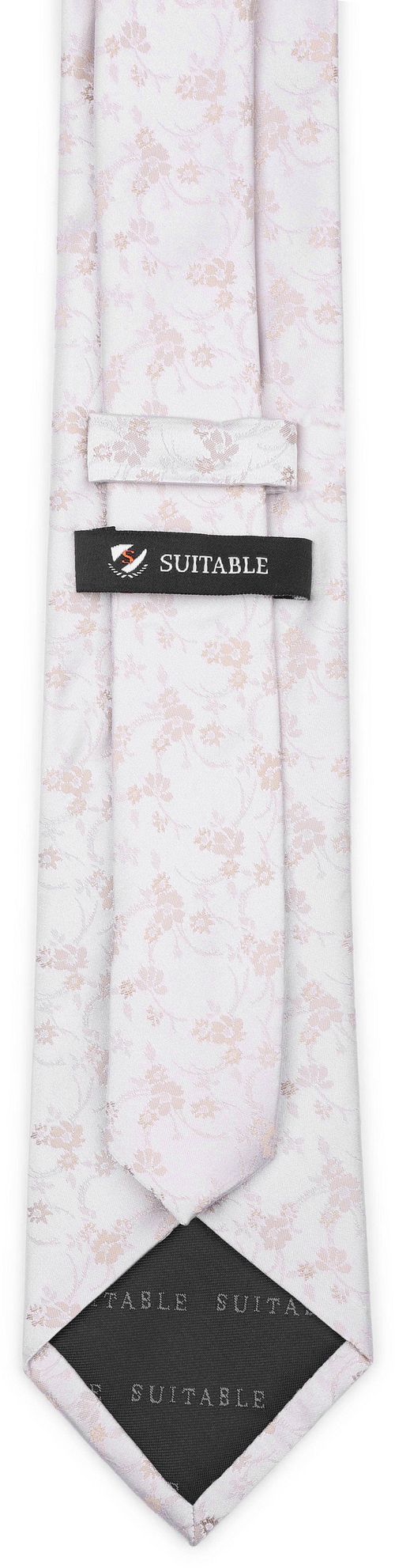 Jedwabny krawat Suitable z kwiatowym motywem w kolorze off-white Product / Achterkant
