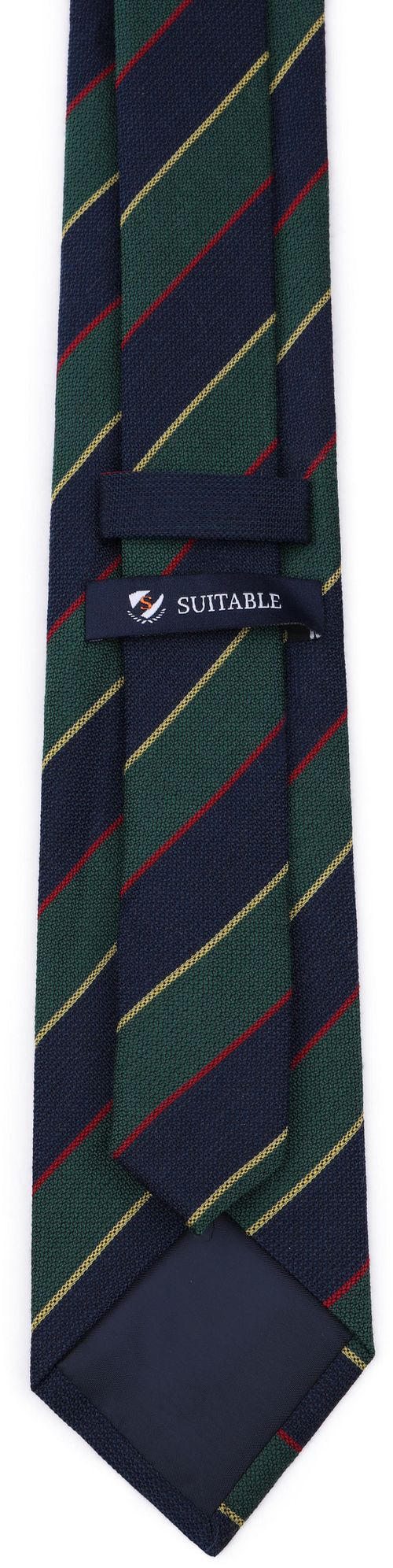 Suitable Stropdas Zijde Triple Stripe Donkerblauw Product / Achterkant