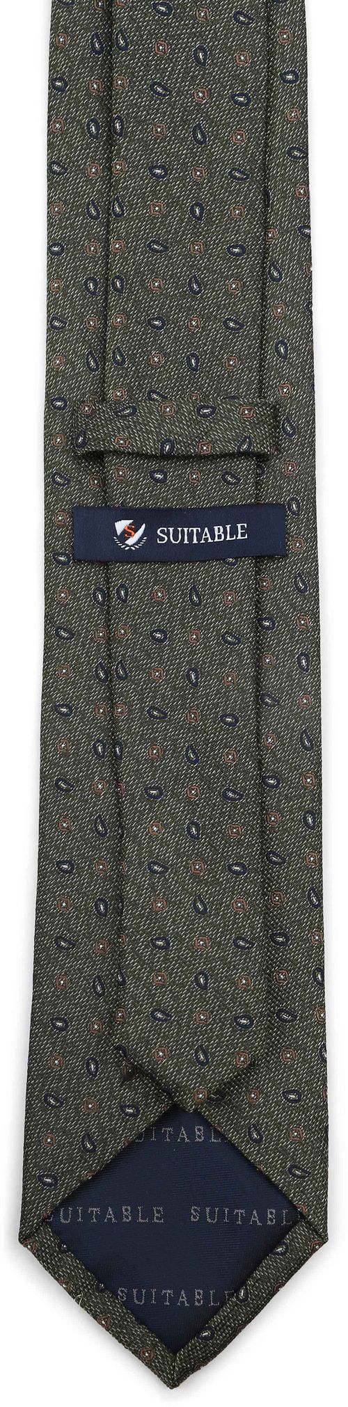 Suitable Tie Silk Small Paisley Olive Product / Achterkant