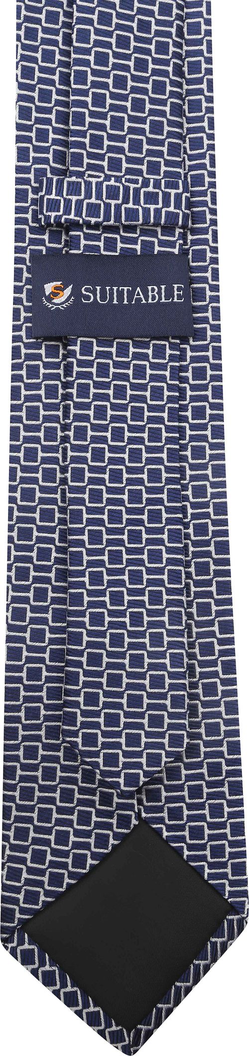 Suitable Krawatte Seide Druck Dunkelblau Product / Achterkant