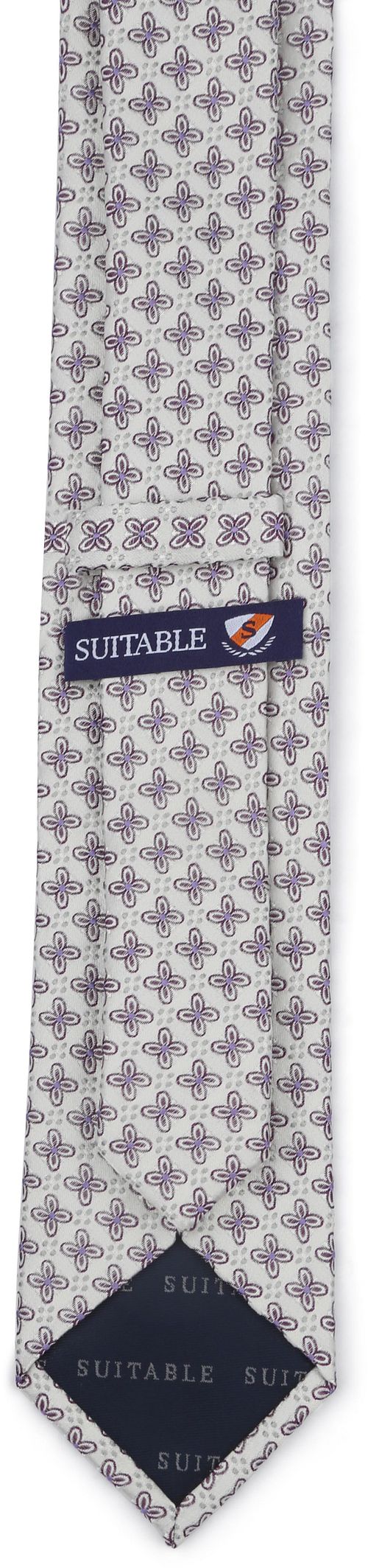 Suitable jedwabny krawat w kwiaty, biały Product / Achterkant