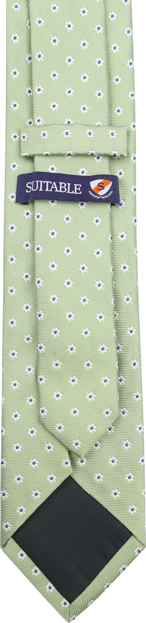Suitable Cravate Soie Mini Fleurs Vert Product / Achterkant