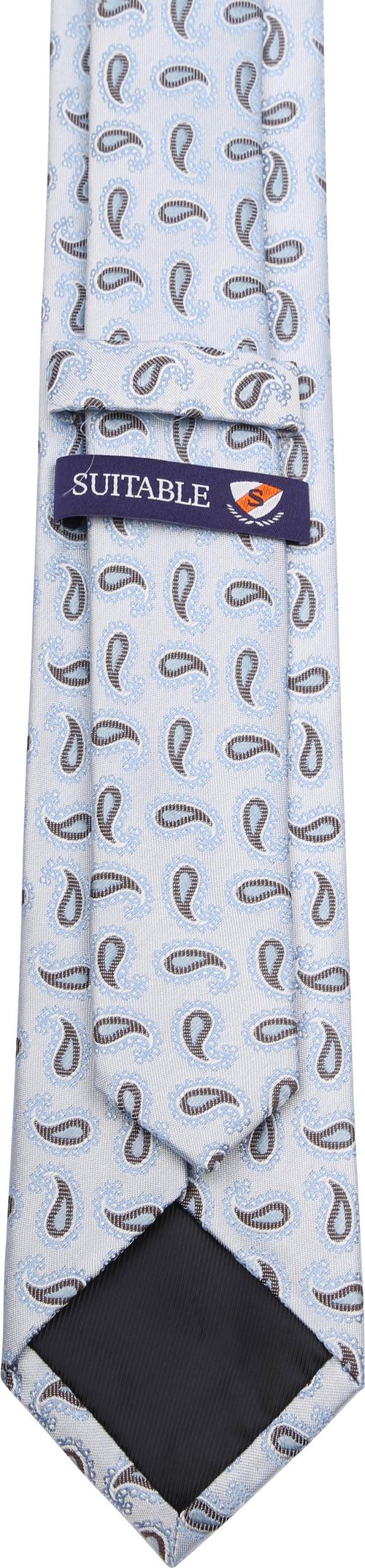 Suitable Stropdas Zijde Paisley Lichtblauw Product / Achterkant