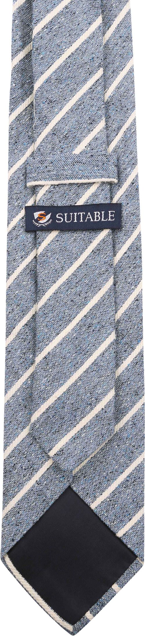 Suitable Krawatte Leinen Streif Blau Product / Achterkant