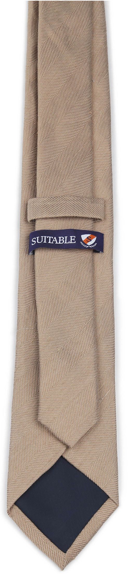 Suitable Linnen Zijde Stropdas Beige Product / Achterkant