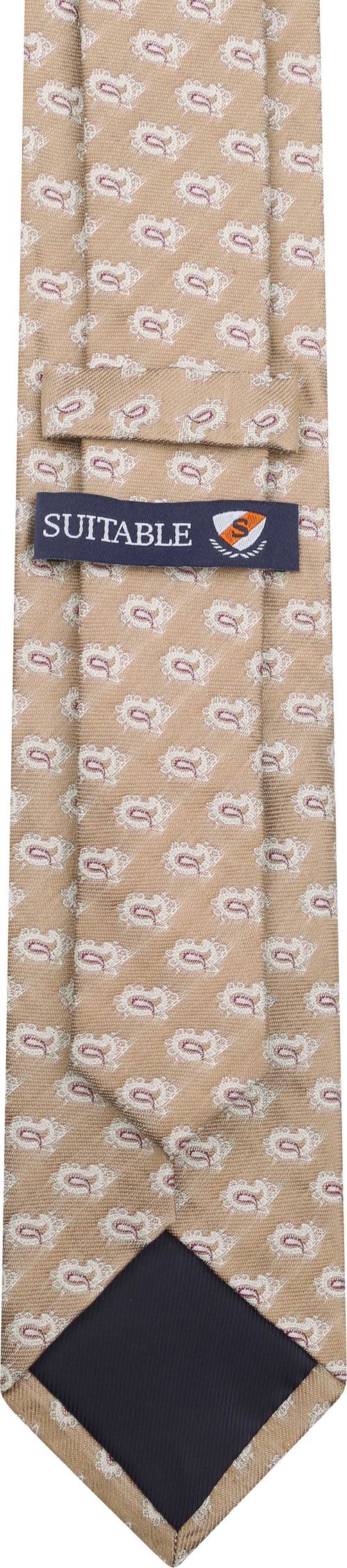 Suitable Stropdas Zijde Paisley Beige Product / Achterkant