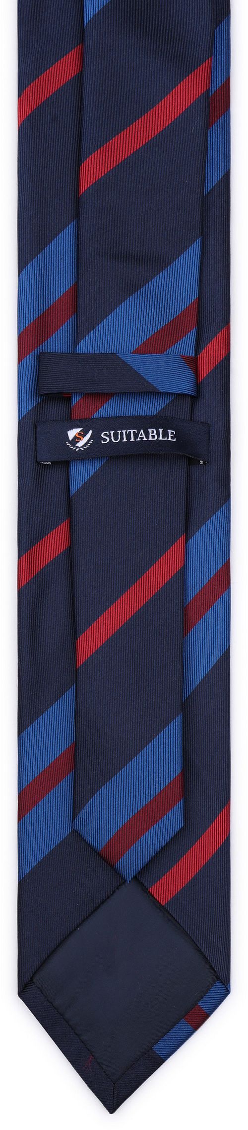 Suitable Stropdas Zijde Triple Stripe Navy Product / Achterkant