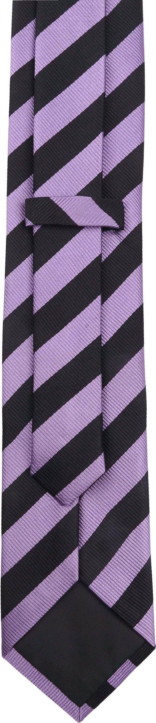 Krawat jedwabny liliowy – czarny pasek FD19 Product / Achterkant