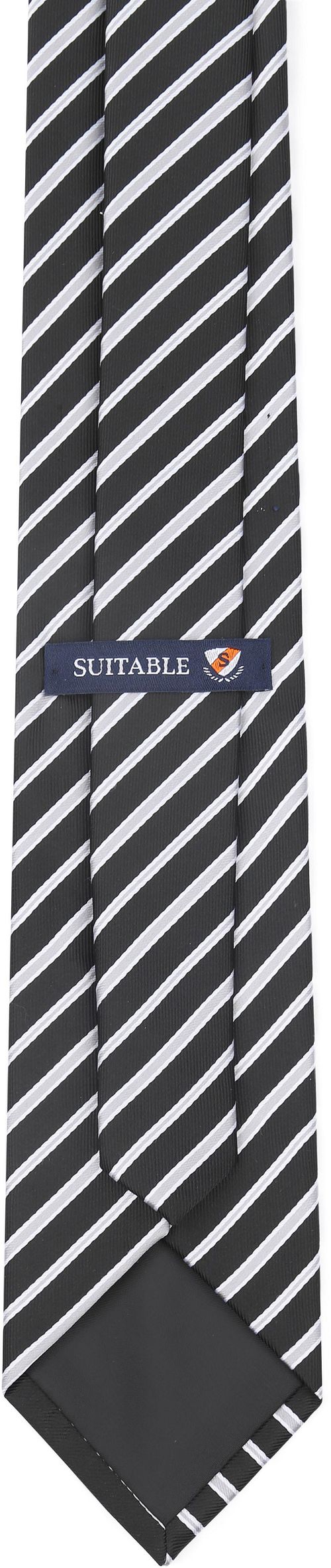 Suitable Stropdas Streep Zwart Product / Achterkant