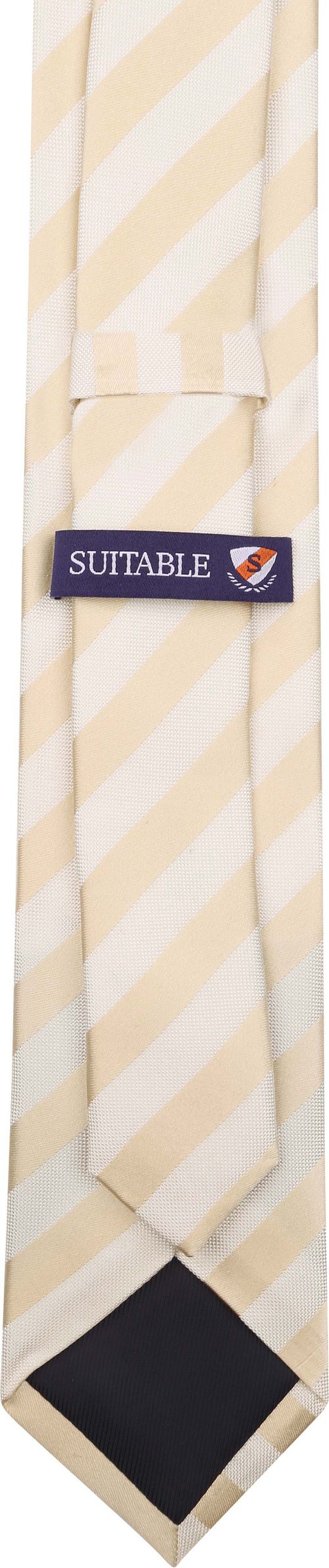 Suitable Corbata de seda a rayas beige Product / Achterkant