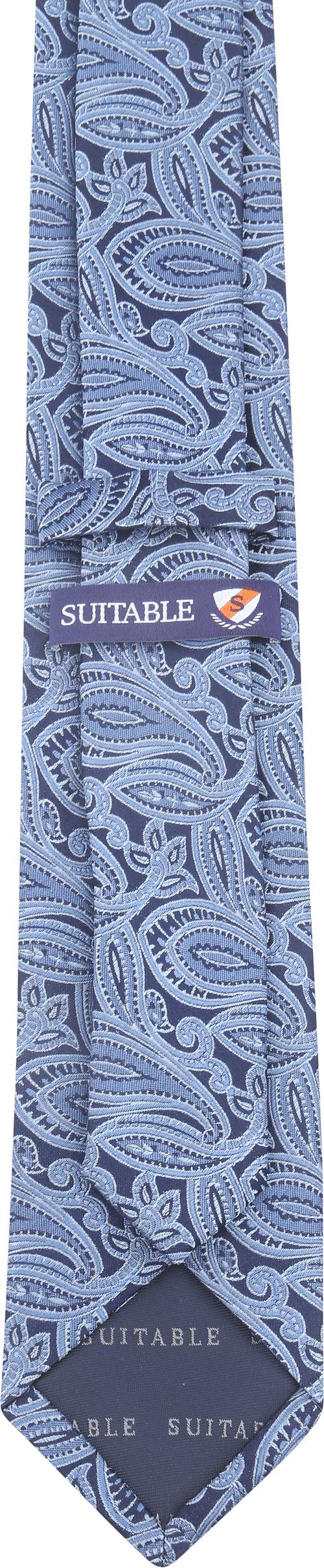 Suitable Stropdas Zijde Paisley Blauw Product / Achterkant
