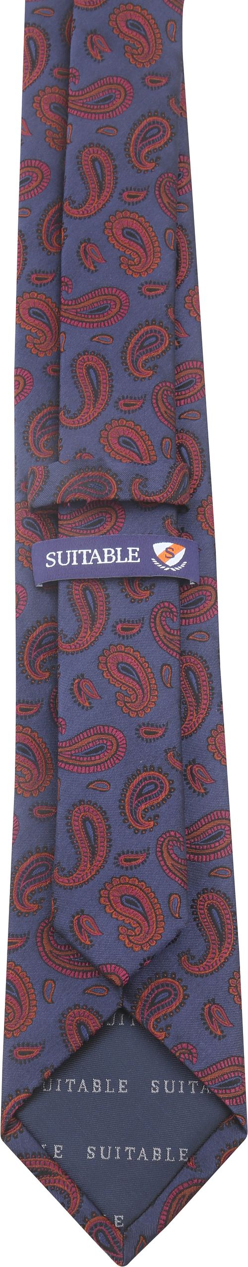 Suitable jedwabny krawat paisley granatowy Product / Achterkant