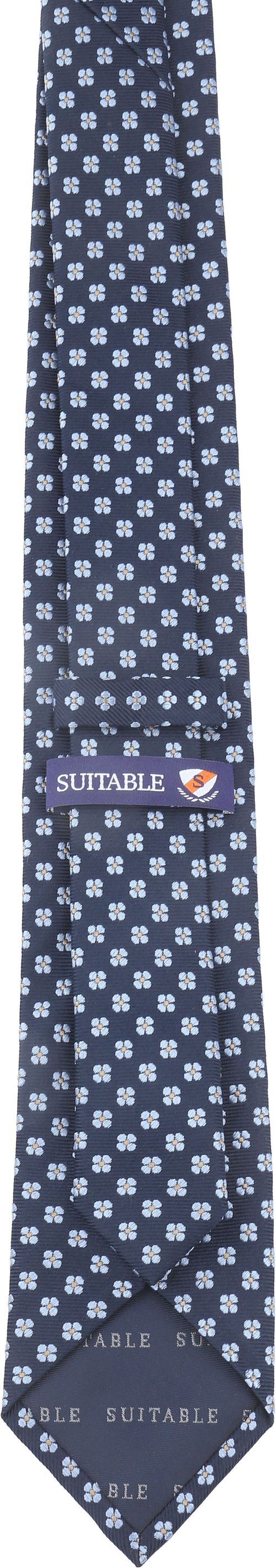 Suitable Krawatte Seide Blumen Navy Product / Achterkant
