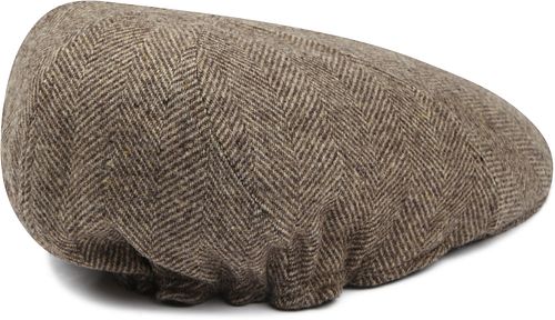 Suitable Flat Cap Wool Herringbone Beige Product / Achterkant
