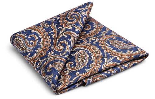 Suitable Reversible Pocket Square Brown On Navy Product