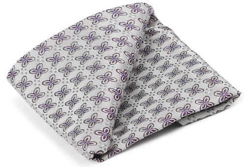 Suitable pañuelo de bolsillo de seda con flor blanco Product