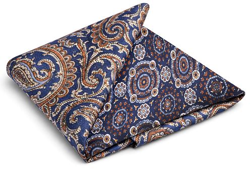 Suitable Wendbares Einstecktuch In Braun Auf Marineblau Product