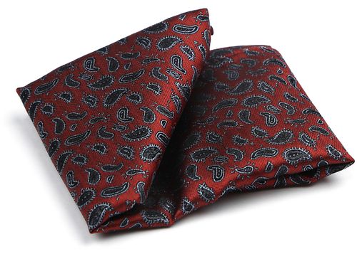 Poszetka Suitable, jedwabna, wzór paisley, bordowa Product