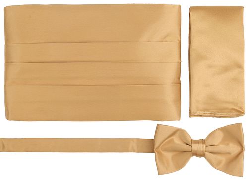 Suitable set fascia da smoking, papillon e pochette oro Product