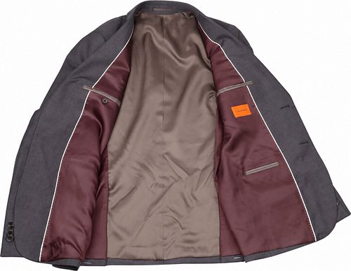 Suitable Sharkskin Suit Wool Aubergine