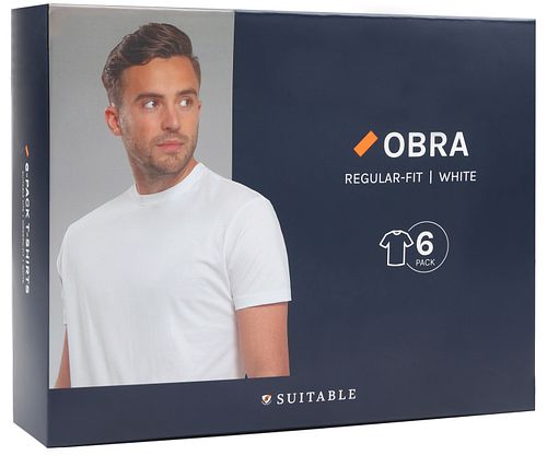 Suitable Obra T-Shirt High Round Neck White 6-Pack Verpakking