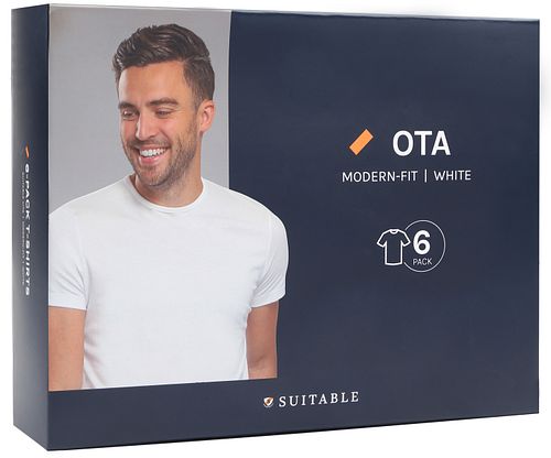 Suitable Ota T-Shirt Rund Hals Vit 6-Pack Verpakking