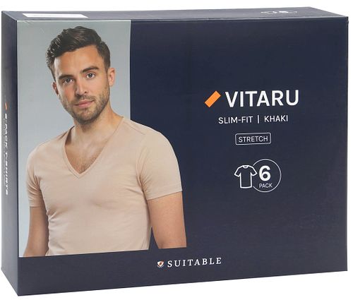 Suitable Vitaru T-Shirt intimo invisibile con scollo a V profondo (confezione da 6) Verpakking