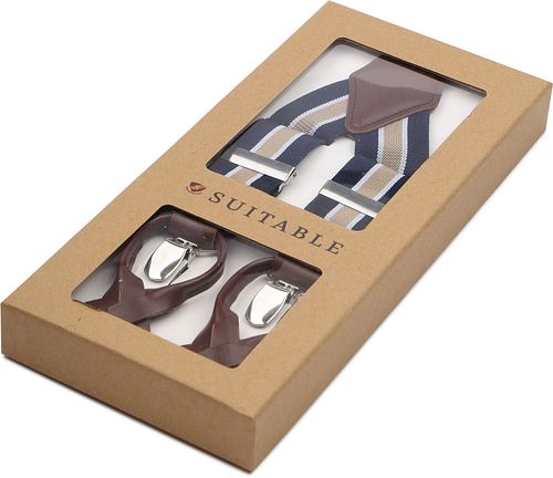 Suitable Luxe Bretelles Marine Rayure Beige Verpakking