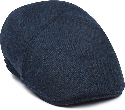 Suitable Flat Cap Wool Herringbone Marine