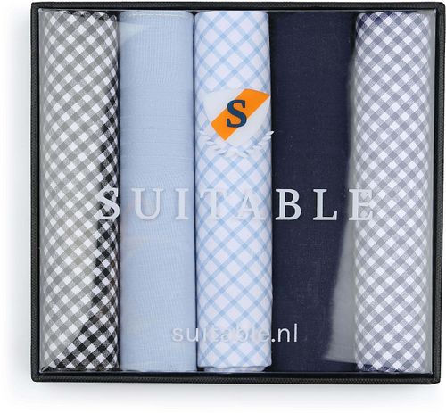 Fem-paquet mouchoirs Vichy bleu de Suitable Verpakking