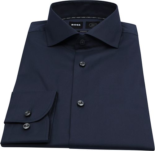 BOSS Hank Navy Overhemd Product / Achterkant