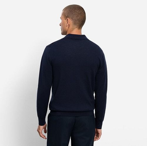 Polo de lana de manga larga de OLYMP en azul marino Model / Achterkant