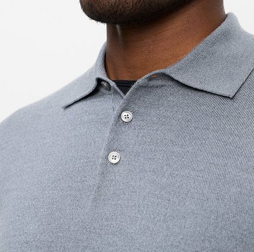 Polo OLYMP a maniche lunghe in lana grigia Model / Detail