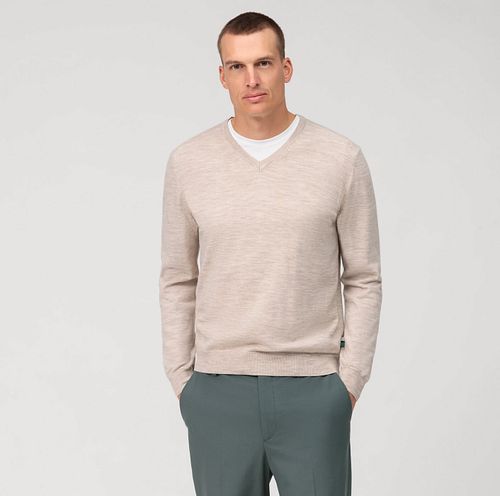 Jersey casual OLYMP de lana en beige Model / Voorkant