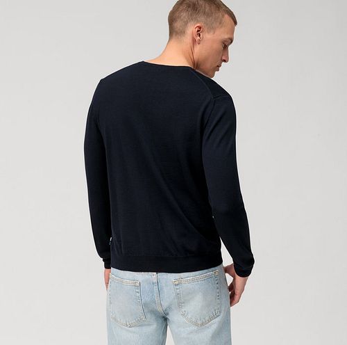 Maglione OLYMP girocollo in lana blu scuro Model / Voorkant