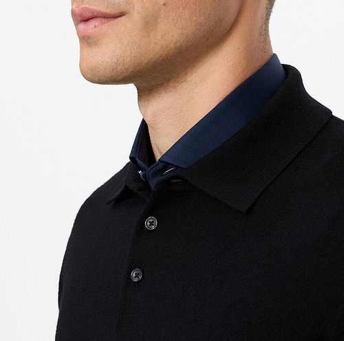 Polo OLYMP a maniche lunghe in lana nera Model / Detail