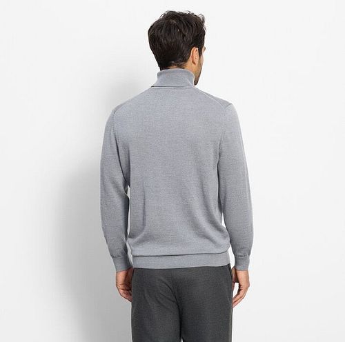 Jersey OLYMP de cuello alto en lana gris Model / Achterkant