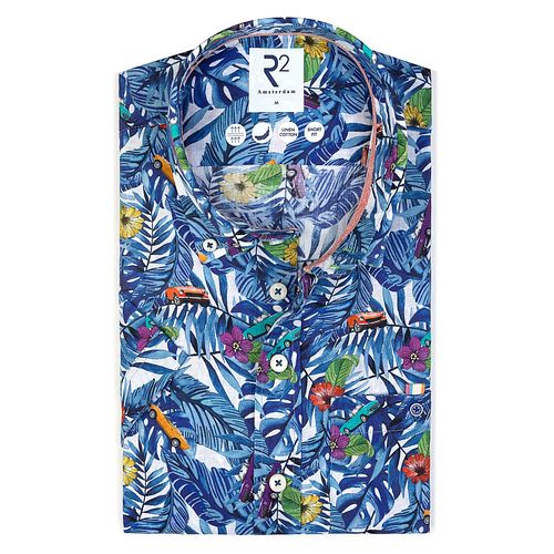 R2 Chemise Manches Courtes Imprimé Bleu Product