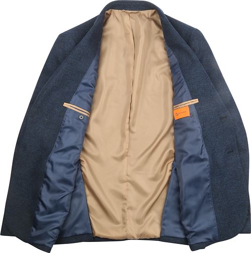 Suitable Colbert Herringbone Merino Wool Marineblå Product / Detail