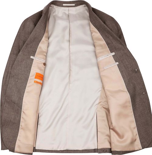 Marynarka lniana Suitable w splocie twill, w kolorze brązowym Product