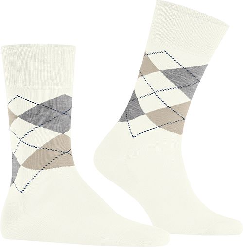 Burlington Manchester Socke Kariert Off-White 2049