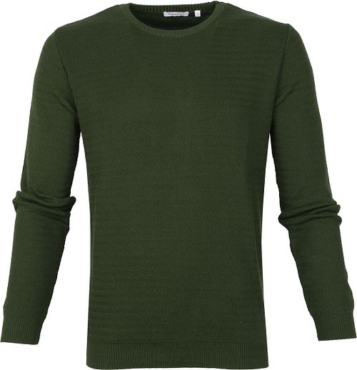 KnowledgeCotton Apparel trøje med bølgemønster, mørkegrøn Product