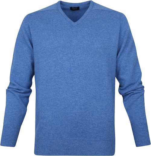 William Lockie V-Neck Lambswool Light Blue