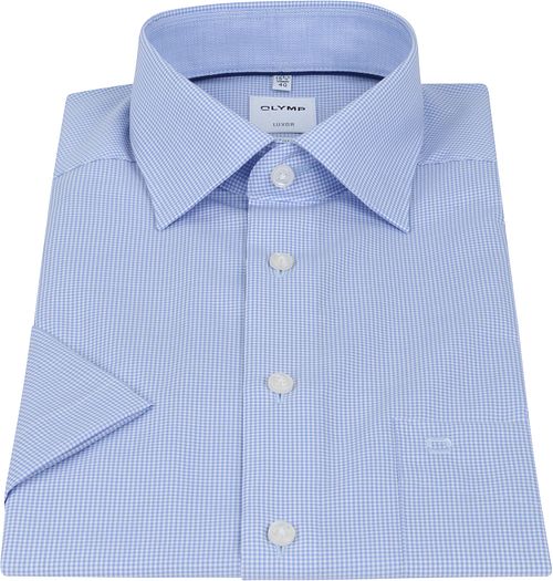 OLYMP Overhemd Luxor Korte Mouw Ruit Blauw Product / Detail