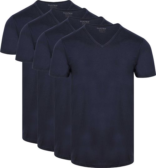 Slater 4-pak Basic Fit T-Shirt z dekoltem w serek Navy Product
