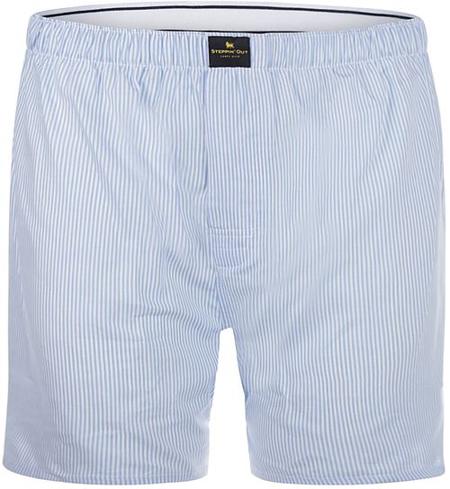 Steppin' Out Boxershort Poplin Gestreept Lichtblauw Product