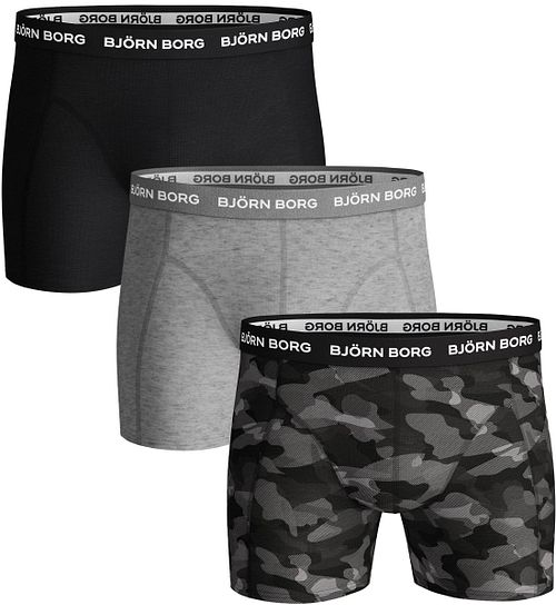 Björn Borg Bomull Stretch Boxers 3-pakning Svart Grå Product