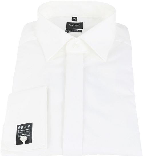 OLYMP Chemise de Mariage Luxor Manche 7 Blanc Cassé Model / Zijkant