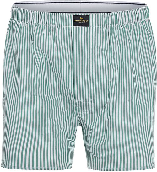 Steppin' Out randiga boxershorts i poplin Grön Product