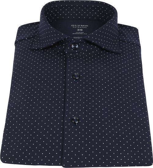 OLYMP Luxor Jersey Stretch Hemd 24/Seven Stippen Donkerblauw Product / Achterkant